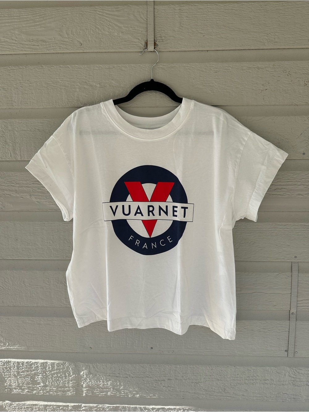 Vuarnet White Tee with Navy and Red Logo - Women's Short Sleeve